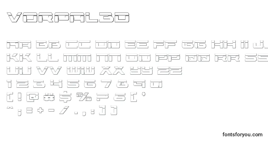 characters of vorpal3d font, letter of vorpal3d font, alphabet of  vorpal3d font