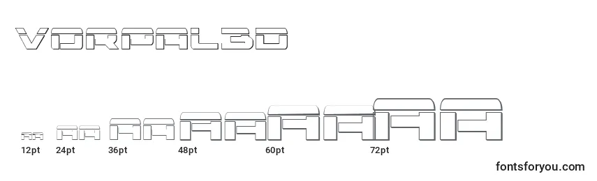 sizes of vorpal3d font, vorpal3d sizes