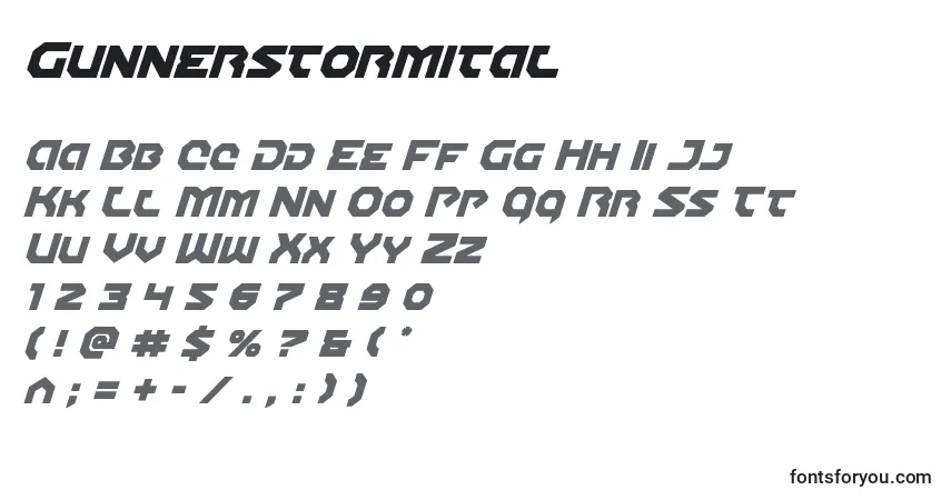 characters of gunnerstormital font, letter of gunnerstormital font, alphabet of  gunnerstormital font