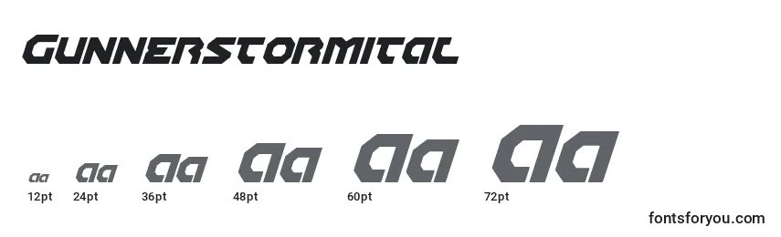 sizes of gunnerstormital font, gunnerstormital sizes