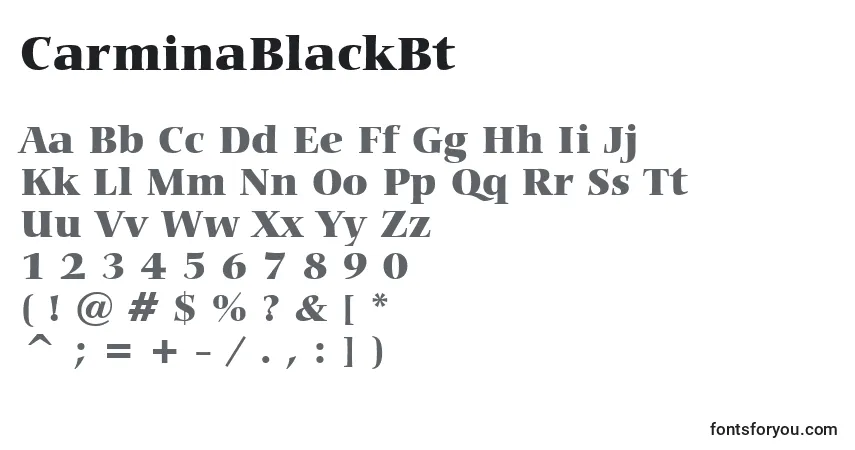characters of carminablackbt font, letter of carminablackbt font, alphabet of  carminablackbt font