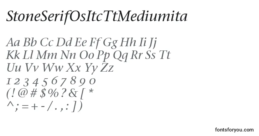characters of stoneserifositcttmediumita font, letter of stoneserifositcttmediumita font, alphabet of  stoneserifositcttmediumita font