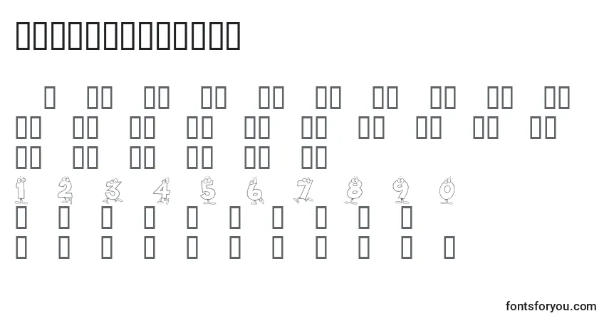 characters of krtoonnumbers font, letter of krtoonnumbers font, alphabet of  krtoonnumbers font