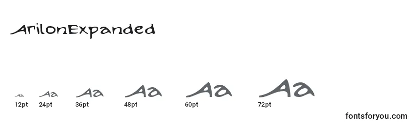 sizes of arilonexpanded font, arilonexpanded sizes