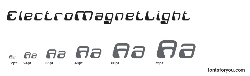sizes of electromagnetlight font, electromagnetlight sizes