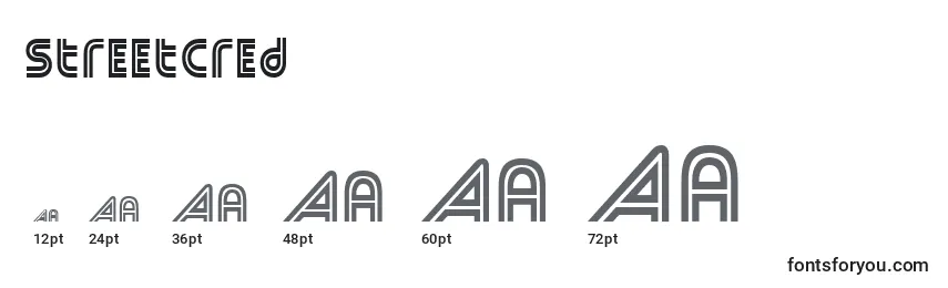 sizes of streetcred font, streetcred sizes
