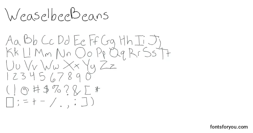 characters of weaselbeebeans font, letter of weaselbeebeans font, alphabet of  weaselbeebeans font