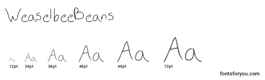 sizes of weaselbeebeans font, weaselbeebeans sizes