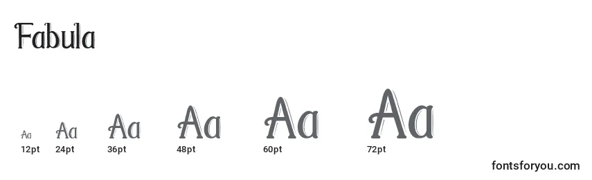 sizes of fabula font, fabula sizes