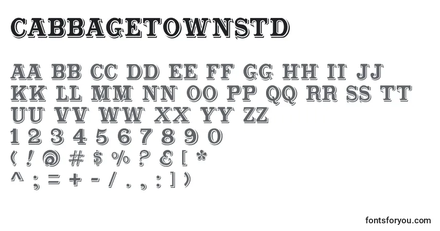 characters of cabbagetownstd font, letter of cabbagetownstd font, alphabet of  cabbagetownstd font
