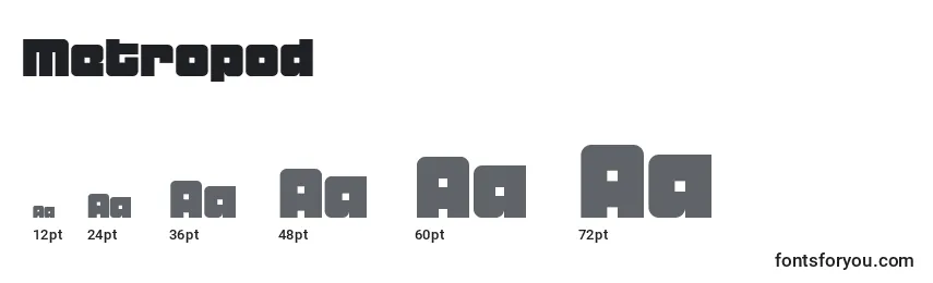 sizes of metropod font, metropod sizes