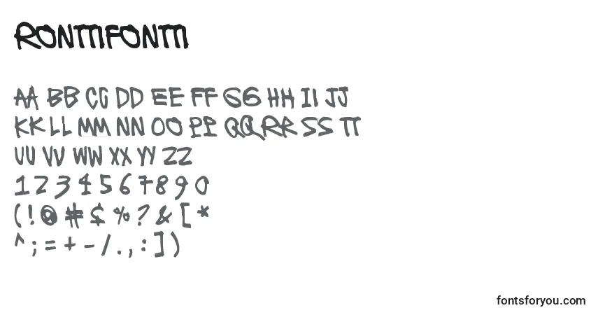 characters of ronttifontti font, letter of ronttifontti font, alphabet of  ronttifontti font