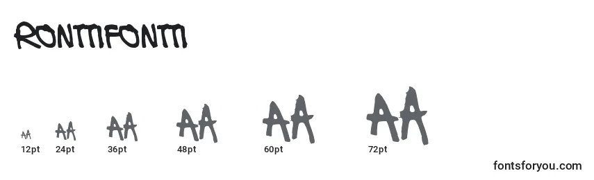 sizes of ronttifontti font, ronttifontti sizes