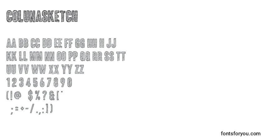 characters of colunasketch font, letter of colunasketch font, alphabet of  colunasketch font