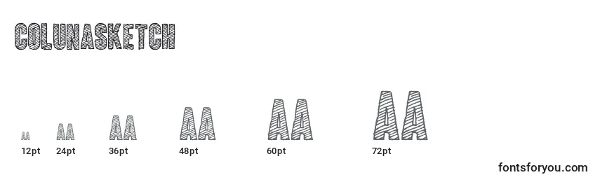sizes of colunasketch font, colunasketch sizes