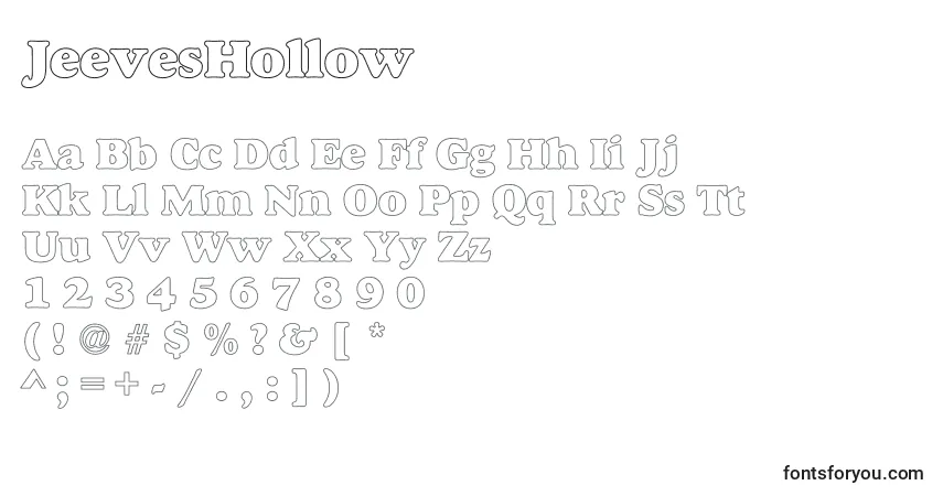 characters of jeeveshollow font, letter of jeeveshollow font, alphabet of  jeeveshollow font