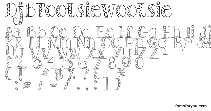 characters of djbtootsiewootsie font, letter of djbtootsiewootsie font, alphabet of  djbtootsiewootsie font
