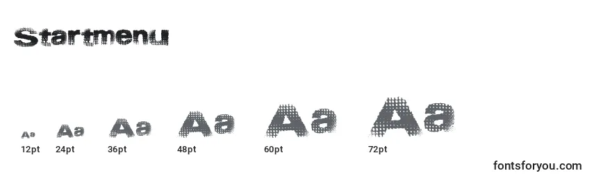 sizes of startmenu font, startmenu sizes