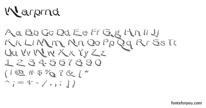 characters of warprnd font, letter of warprnd font, alphabet of  warprnd font