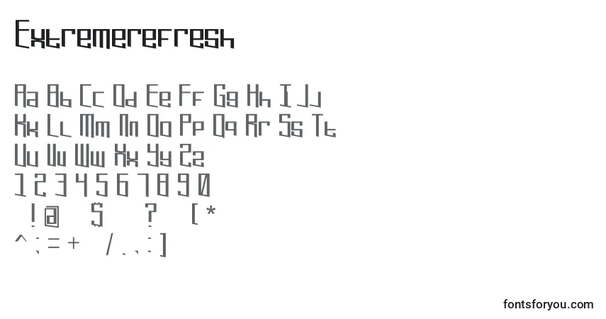 characters of extremerefresh font, letter of extremerefresh font, alphabet of  extremerefresh font