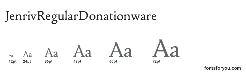 sizes of jenrivregulardonationware font, jenrivregulardonationware sizes