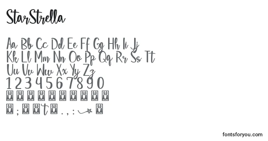 characters of starstrella font, letter of starstrella font, alphabet of  starstrella font