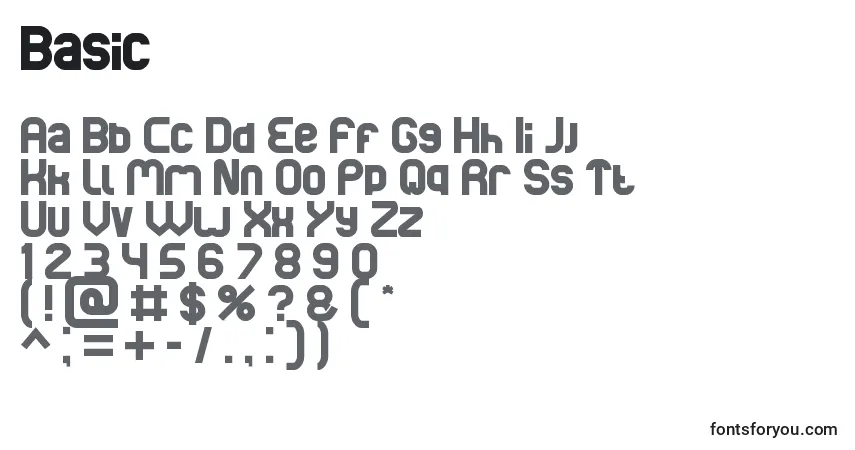 characters of basic font, letter of basic font, alphabet of  basic font