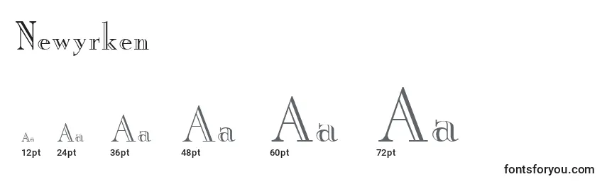sizes of newyrken font, newyrken sizes