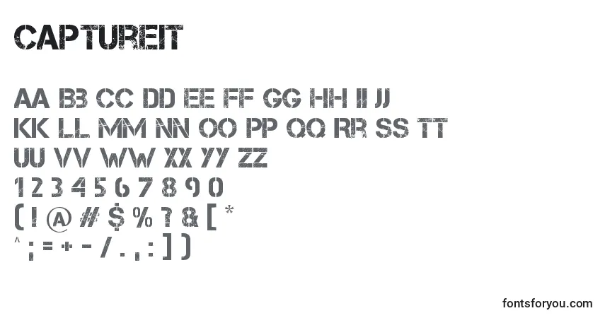 characters of captureit font, letter of captureit font, alphabet of  captureit font
