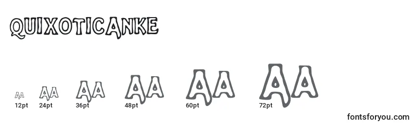 sizes of quixoticanke font, quixoticanke sizes