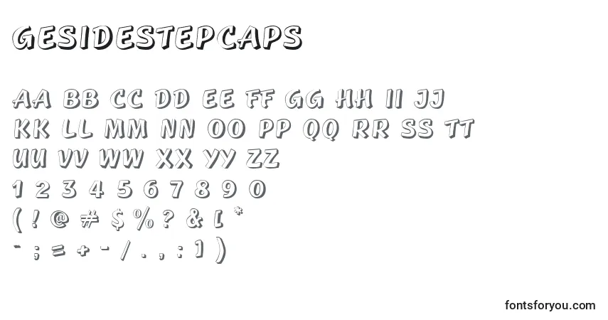 characters of gesidestepcaps font, letter of gesidestepcaps font, alphabet of  gesidestepcaps font