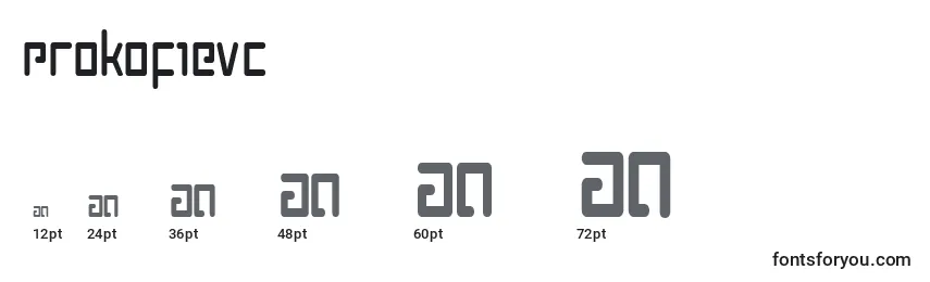 sizes of prokofievc font, prokofievc sizes