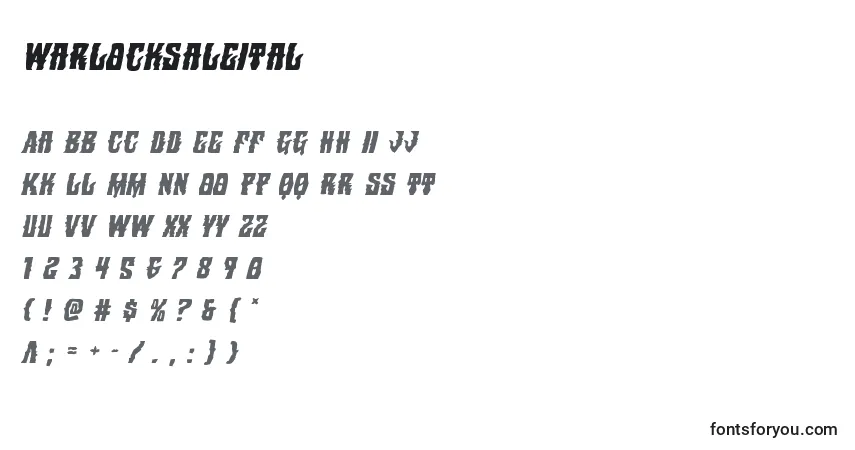 characters of warlocksaleital font, letter of warlocksaleital font, alphabet of  warlocksaleital font