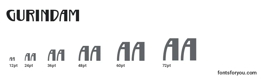 sizes of gurindam font, gurindam sizes