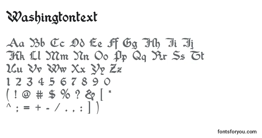 characters of washingtontext font, letter of washingtontext font, alphabet of  washingtontext font