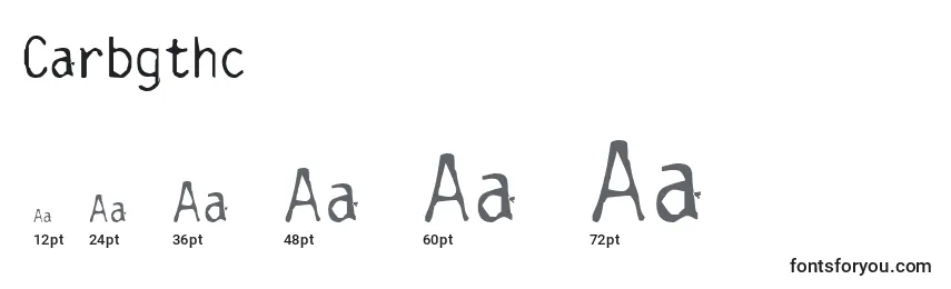 sizes of carbgthc font, carbgthc sizes