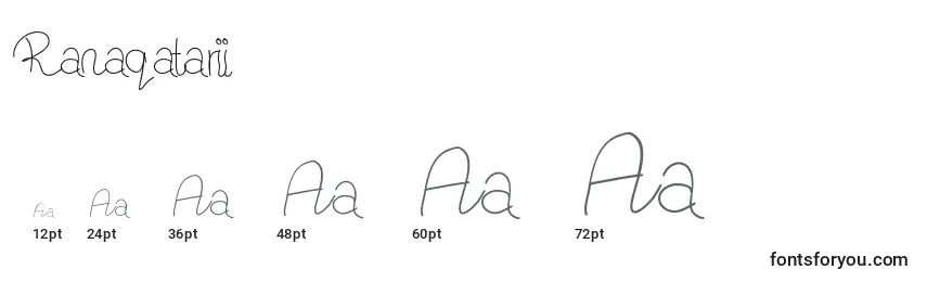 sizes of ranaqatarii font, ranaqatarii sizes