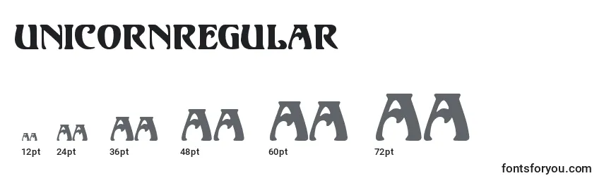 sizes of unicornregular font, unicornregular sizes