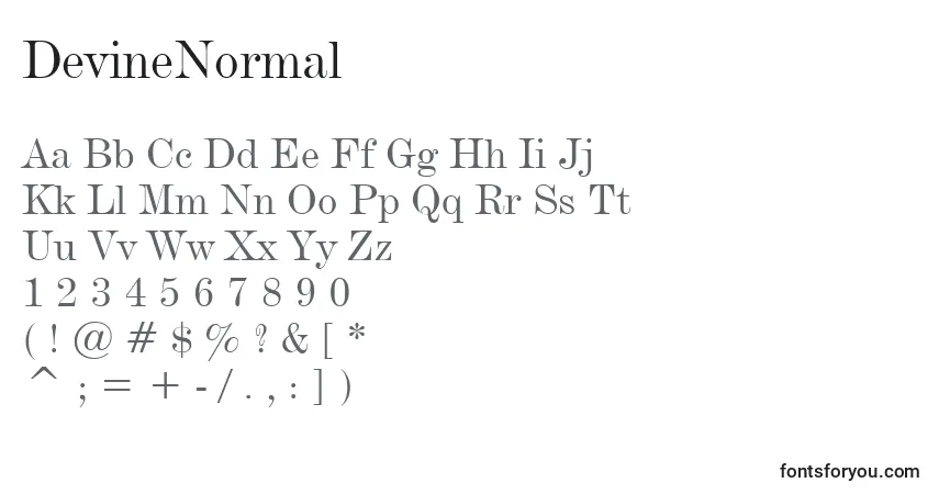 characters of devinenormal font, letter of devinenormal font, alphabet of  devinenormal font