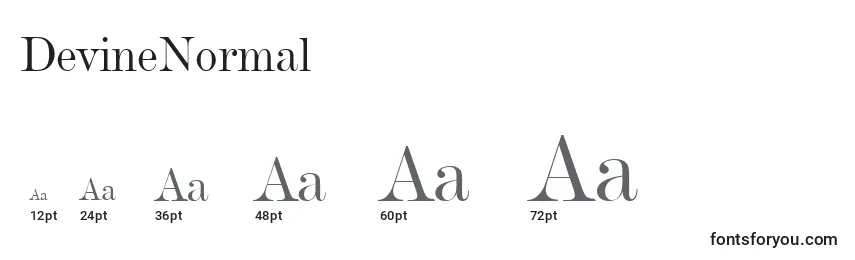sizes of devinenormal font, devinenormal sizes