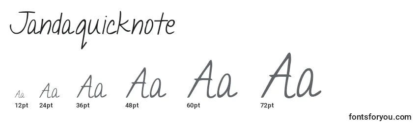 sizes of jandaquicknote font, jandaquicknote sizes