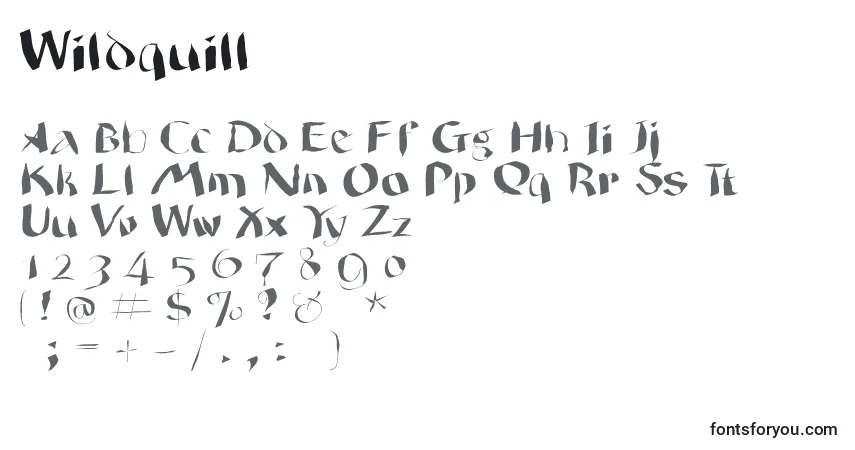 characters of wildquill font, letter of wildquill font, alphabet of  wildquill font