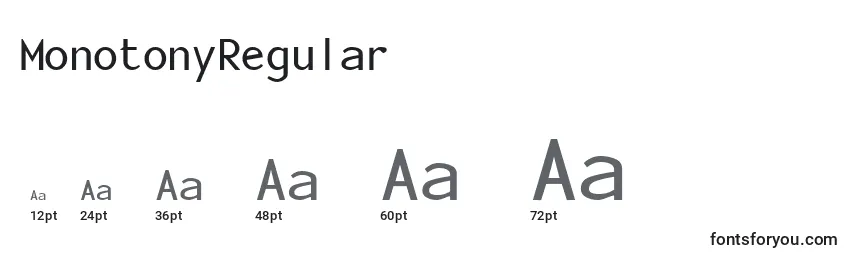 sizes of monotonyregular font, monotonyregular sizes