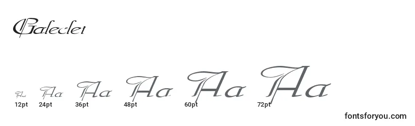 sizes of galeclei font, galeclei sizes