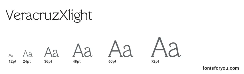 sizes of veracruzxlight font, veracruzxlight sizes