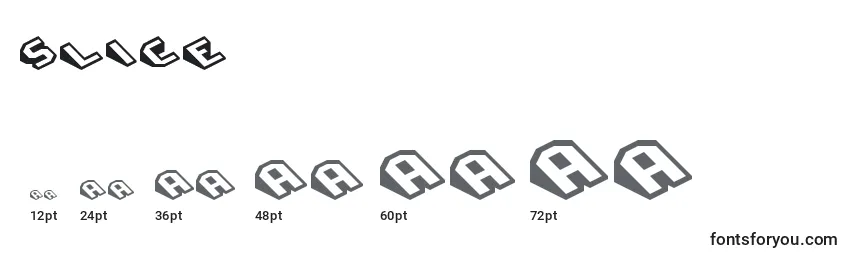 sizes of slice font, slice sizes