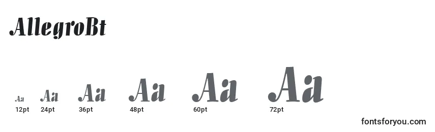 sizes of allegrobt font, allegrobt sizes