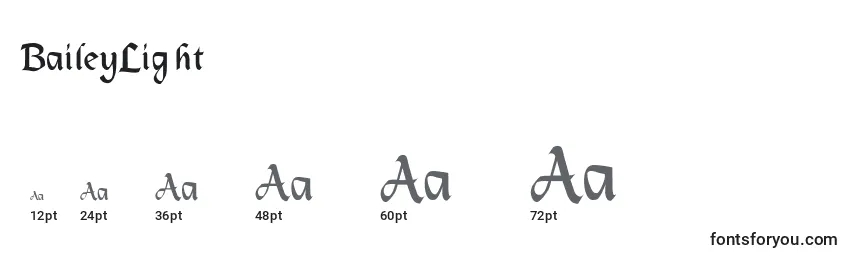 sizes of baileylight font, baileylight sizes