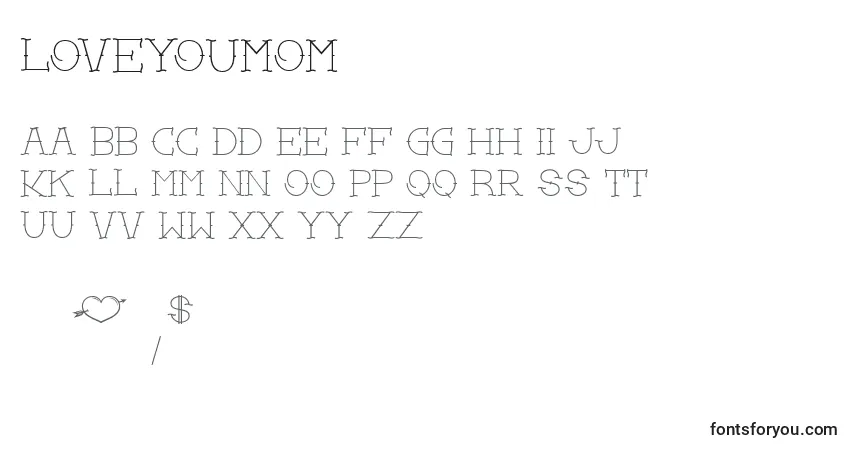 characters of loveyoumom font, letter of loveyoumom font, alphabet of  loveyoumom font