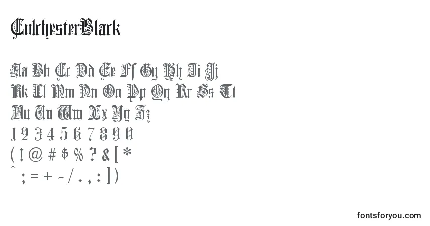 characters of colchesterblack font, letter of colchesterblack font, alphabet of  colchesterblack font